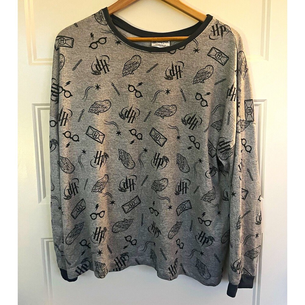 Harry Potter Wizarding World Graphic Sleep Shirt Pajama Lounge Top Gray  XL